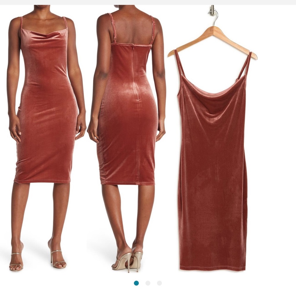 Velvet cowl neck midi dress